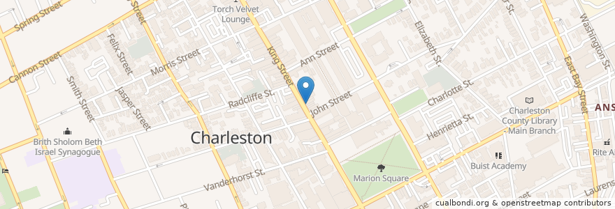 Mapa de ubicacion de Halls Chophouse en Estados Unidos De América, Carolina Del Sur, Charleston County, Charleston.