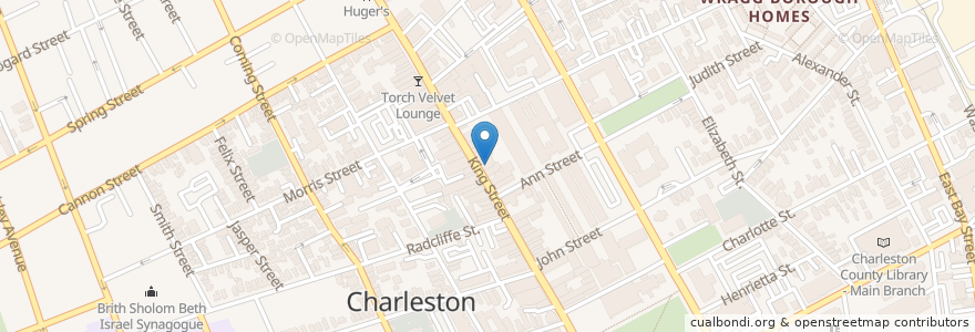 Mapa de ubicacion de Kingdom Bar & Grill en 美利坚合众国/美利堅合眾國, 南卡罗来纳州 / 南卡羅萊納州, Charleston County, Charleston.