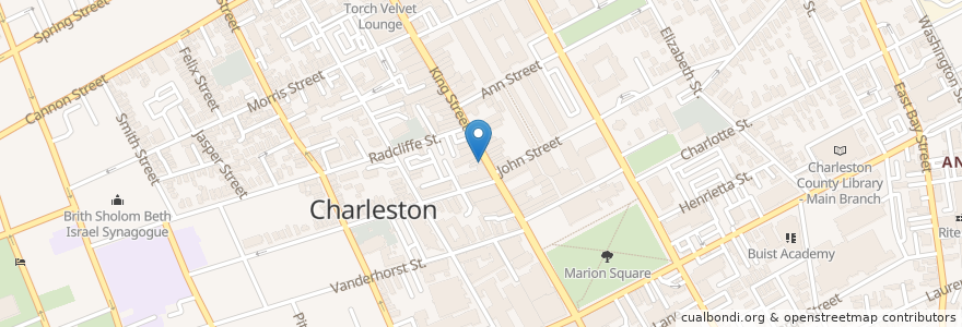Mapa de ubicacion de Juanita Greenbergs en United States, South Carolina, Charleston County, Charleston.