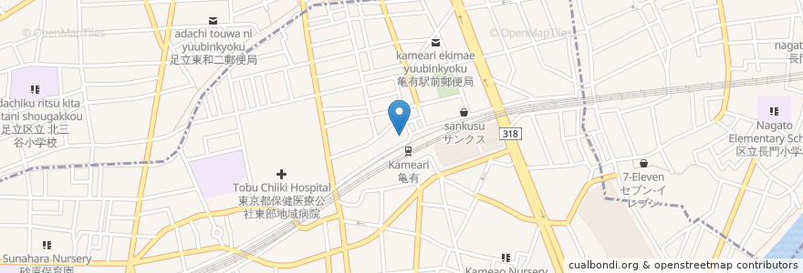 Mapa de ubicacion de みずほ銀行 en Jepun, 東京都, 足立区.