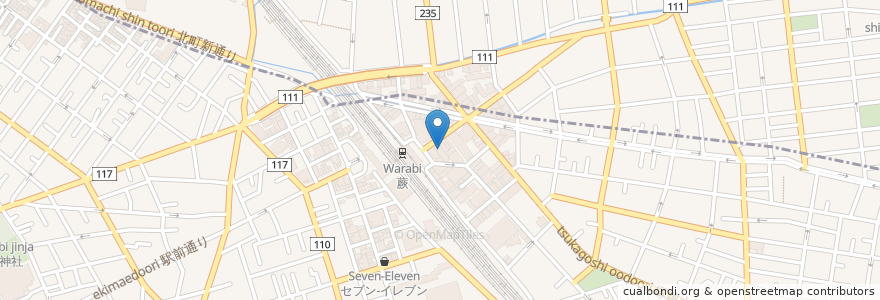 Mapa de ubicacion de みずほ銀行 en 日本, 埼玉県, 蕨市.