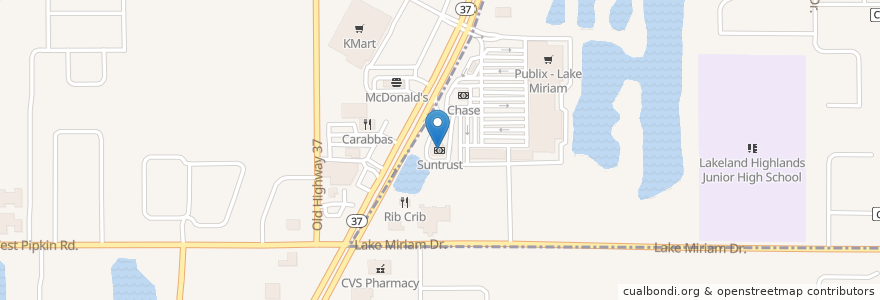 Mapa de ubicacion de SunTrust en アメリカ合衆国, フロリダ州, Polk County, Lakeland.
