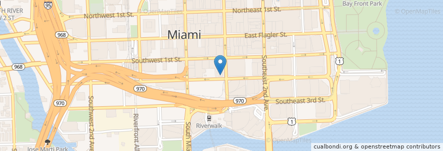 Mapa de ubicacion de Avis Downtown en Amerika Birleşik Devletleri, Florida, Miami-Dade County, Miami.