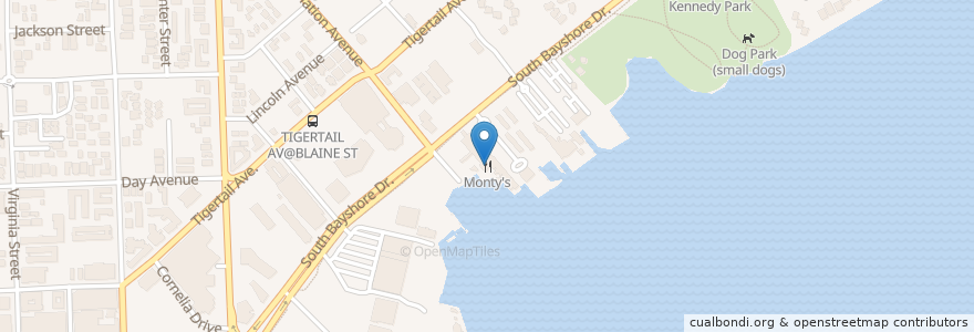 Mapa de ubicacion de Monty's en Amerika Syarikat, Florida, Miami-Dade County, Miami.