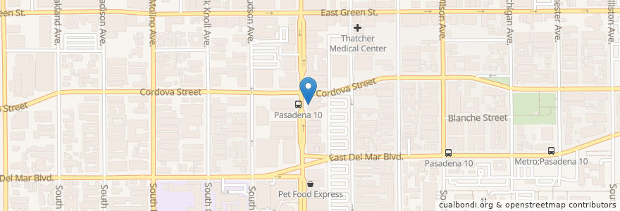 Mapa de ubicacion de Du-par’s en 미국, 캘리포니아주, Los Angeles County, Pasadena.