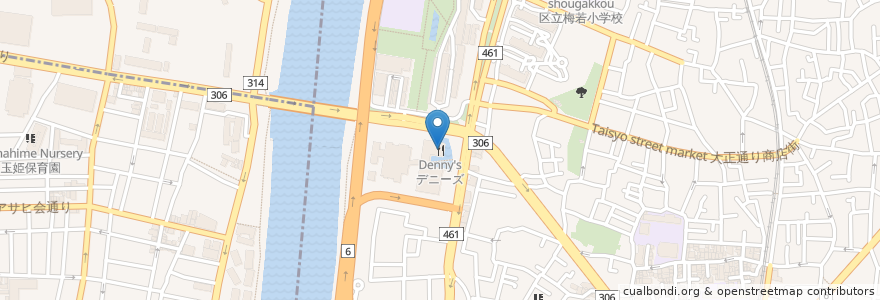 Mapa de ubicacion de デニーズ en Japan, 東京都, 墨田区.