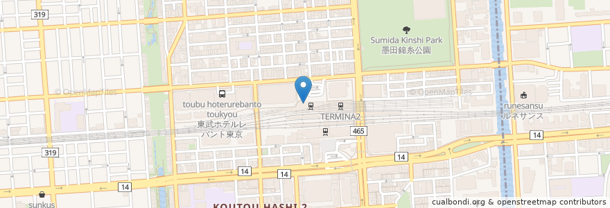 Mapa de ubicacion de スターバックス en Jepun, 東京都, 墨田区.