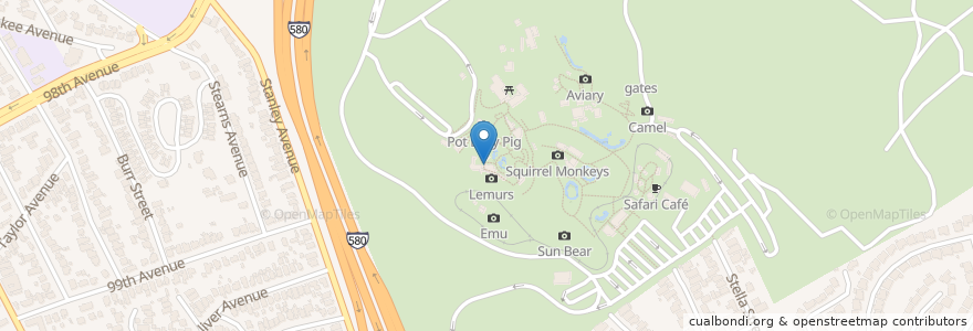 Mapa de ubicacion de Unisex restroom en アメリカ合衆国, カリフォルニア州, アラメダ郡, オークランド.