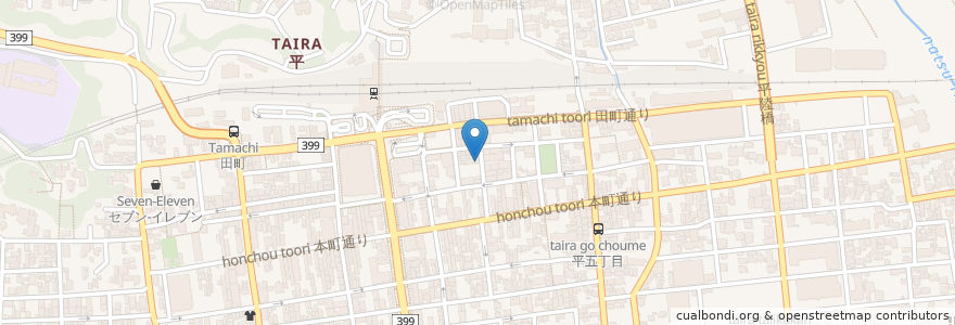 Mapa de ubicacion de 魚菜亭 en ژاپن, 福島県, いわき市.