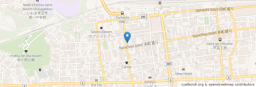 Mapa de ubicacion de 西村屋薬局 en ژاپن, 福島県, いわき市.
