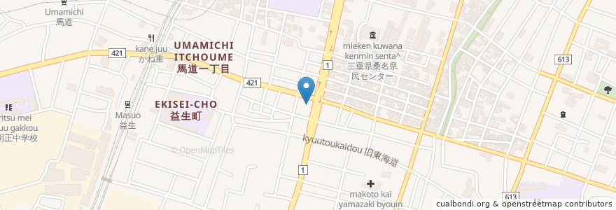 Mapa de ubicacion de 三重銀行 en 日本, 三重県/三重縣, 桑名市.
