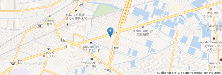 Mapa de ubicacion de 丸亀製麺 en Jepun, 愛知県, 弥富市.