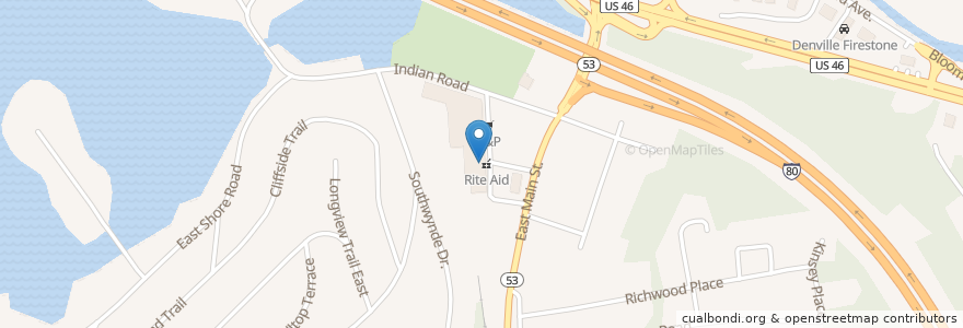 Mapa de ubicacion de Rite Aid en Verenigde Staten, New Jersey, Morris County, Denville.