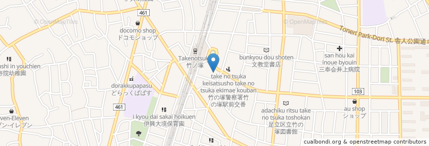 Mapa de ubicacion de 三菱UFJ銀行 en Japan, 東京都, 足立区.