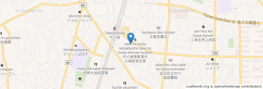 Mapa de ubicacion de りそな銀行 en Jepun, 東京都, 足立区.