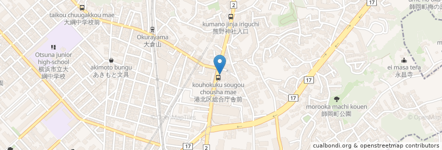 Mapa de ubicacion de 餃子の福来 en 日本, 神奈川縣, 横滨市, 港北区.