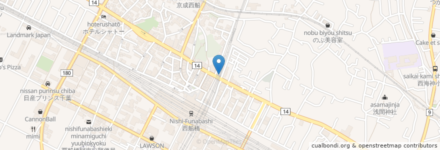 Mapa de ubicacion de Ichigen en 日本, 千葉県, 船橋市.