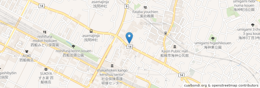 Mapa de ubicacion de さくら薬局 (Sakara Pharmacy) en Japonya, 千葉県, 船橋市.