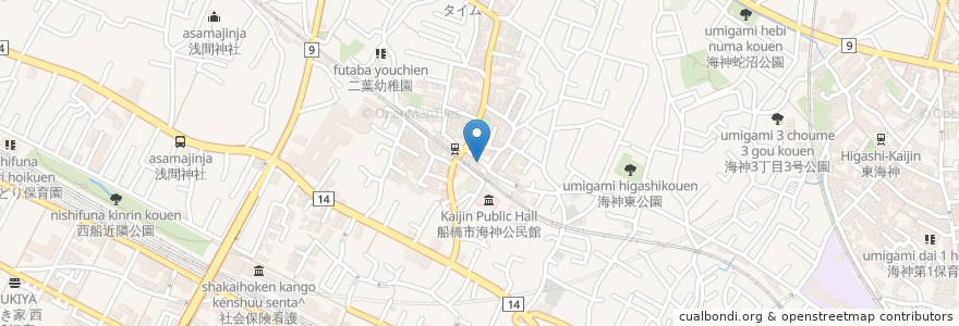 Mapa de ubicacion de いつか en 日本, 千葉県, 船橋市.