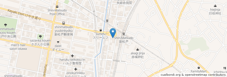 Mapa de ubicacion de みずほ銀行 en Jepun, 千葉県, 松戸市.