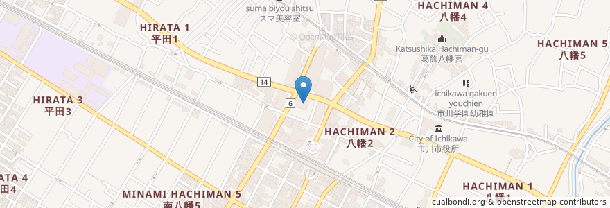 Mapa de ubicacion de 千葉銀行 en 日本, 千葉県, 市川市.