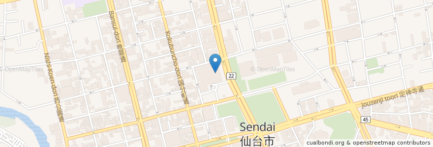 Mapa de ubicacion de 仙台市役所 en ژاپن, 宮城県, 仙台市, 青葉区.
