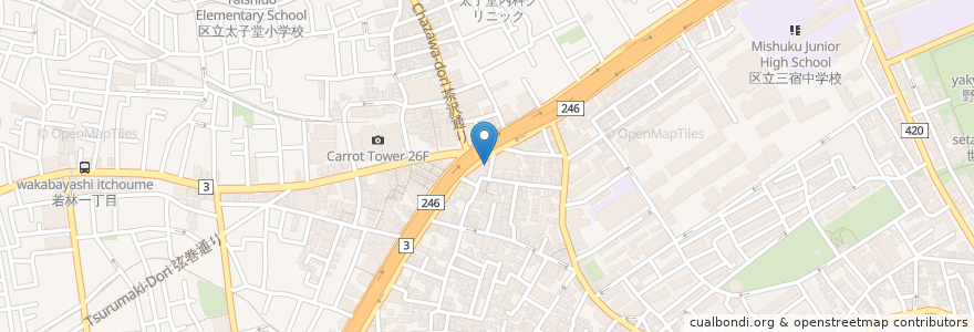 Mapa de ubicacion de コメダ珈琲店 en 일본, 도쿄도, 世田谷区.