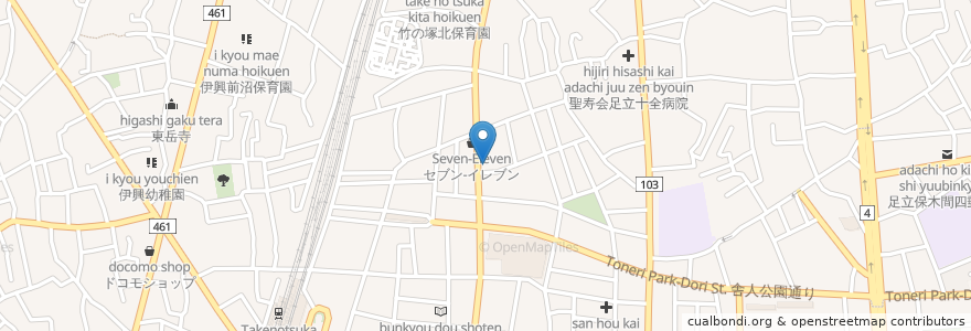 Mapa de ubicacion de コメダ珈琲店 en Japão, Tóquio, 足立区.