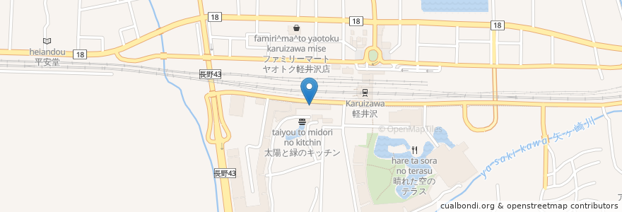 Mapa de ubicacion de ミカドコーヒー ショッピング店 en Japão, Nagano, 北佐久郡, 軽井沢町.