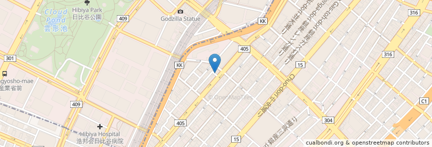Mapa de ubicacion de 西銀座駐車場 en Japonya, 東京都.