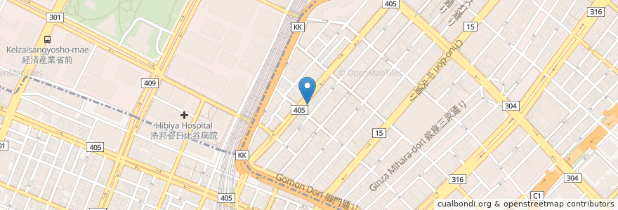 Mapa de ubicacion de 西銀座駐車場 en Japan, 東京都.