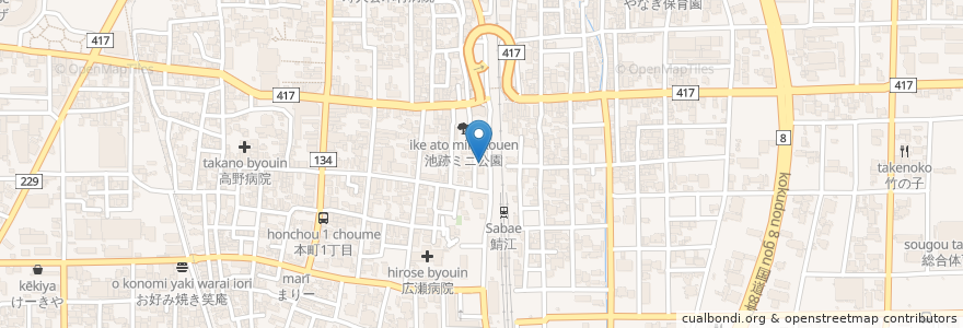 Mapa de ubicacion de 鯖江清水眼科 en 日本, 福井県, 鯖江市.