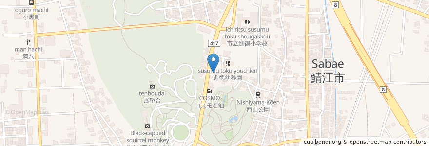 Mapa de ubicacion de にしやま亭 en Japan, Präfektur Fukui, 鯖江市.