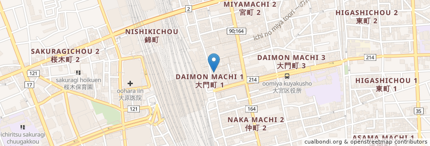 Mapa de ubicacion de みずほ銀行 en Japão, 埼玉県, さいたま市, 大宮区.