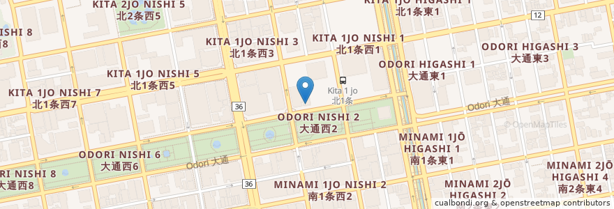 Mapa de ubicacion de 札幌大通郵便局 en Japón, Prefectura De Hokkaidō, 石狩振興局, Sapporo, 中央区.