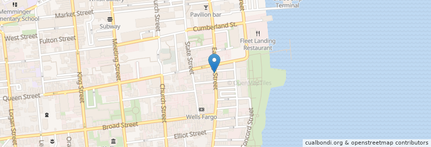 Mapa de ubicacion de East Bay Meeting House en Estados Unidos De América, Carolina Del Sur, Charleston County, Charleston.