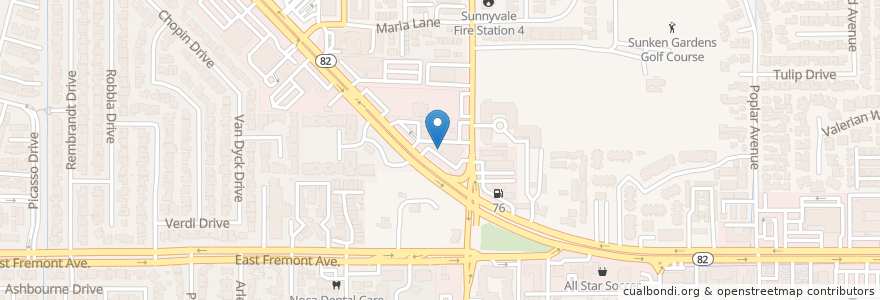 Mapa de ubicacion de Chaat House en Estados Unidos Da América, Califórnia, Santa Clara County, Sunnyvale.