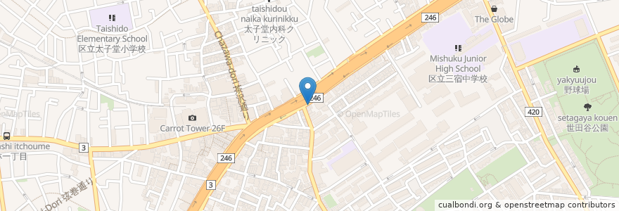 Mapa de ubicacion de 三軒茶屋 en Jepun, 東京都, 世田谷区.