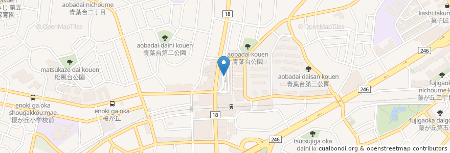 Mapa de ubicacion de 青葉台駅 en Japan, Präfektur Kanagawa, Yokohama, 青葉区.