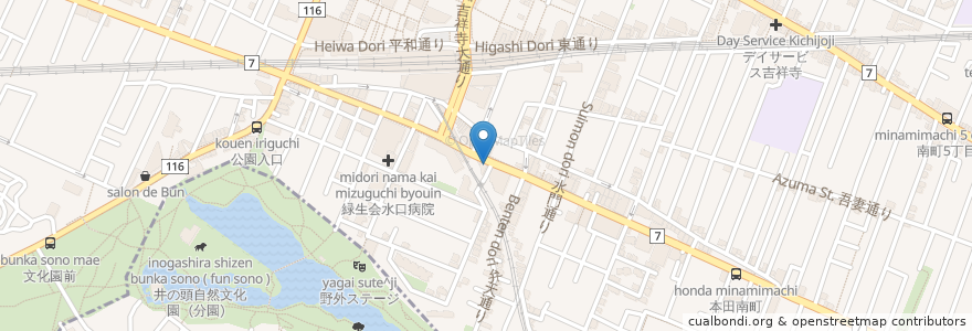 Mapa de ubicacion de オリックスレンタカー en 日本, 东京都/東京都, 武蔵野市.