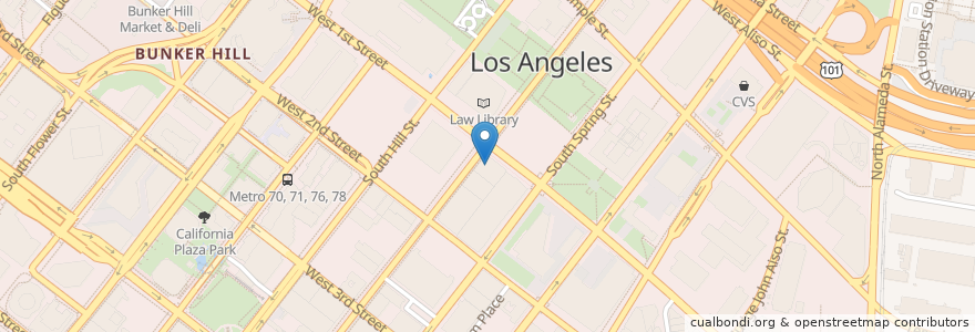 Mapa de ubicacion de Bank of America en アメリカ合衆国, カリフォルニア州, Los Angeles County, ロサンゼルス.