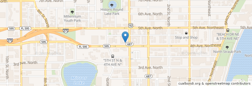 Mapa de ubicacion de The Tap Room en États-Unis D'Amérique, Floride, Pinellas County, St. Petersburg.