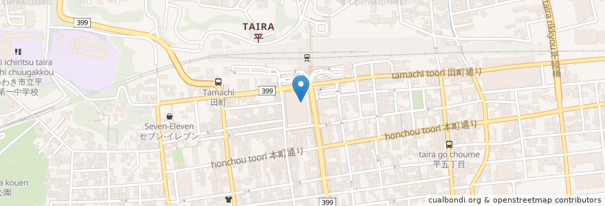 Mapa de ubicacion de 安曇野 en 일본, 후쿠시마현, いわき市.