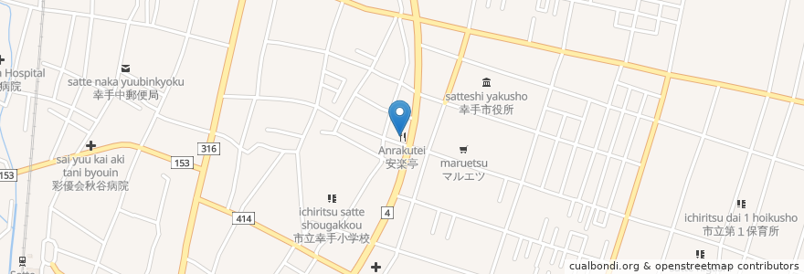 Mapa de ubicacion de 安楽亭 en 日本, 埼玉県, 幸手市.