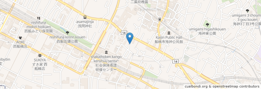 Mapa de ubicacion de 孝ふじ en 日本, 千葉県, 船橋市.