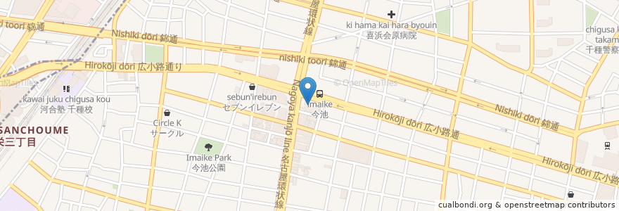 Mapa de ubicacion de りそな銀行 (Resona Bank) en Japón, Prefectura De Aichi, Nagoya, 千種区.