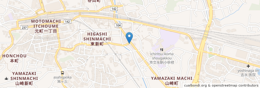 Mapa de ubicacion de JA Bank Nara en ژاپن, 奈良県, 生駒市.