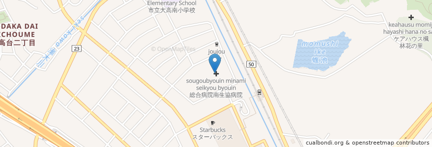 Mapa de ubicacion de 総合病院南生協病院 en Japon, Préfecture D'Aichi, 名古屋市, 緑区.