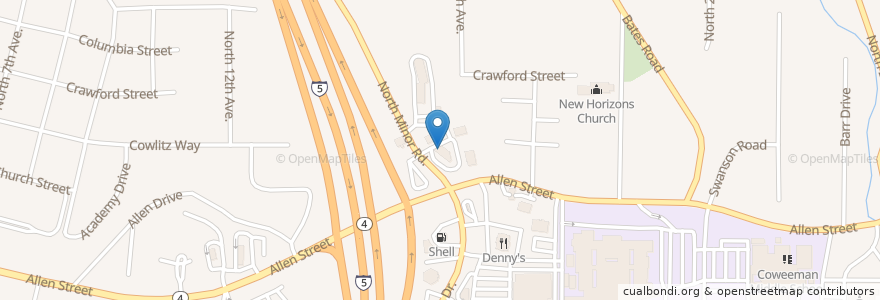 Mapa de ubicacion de Starbucks en アメリカ合衆国, ワシントン州, Cowlitz County, Kelso.