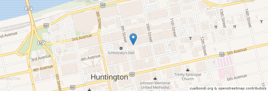 Mapa de ubicacion de Rio Grande Mexican Restaurant en الولايات المتّحدة الأمريكيّة, فيرجينيا الغربية, Huntington, Cabell County.
